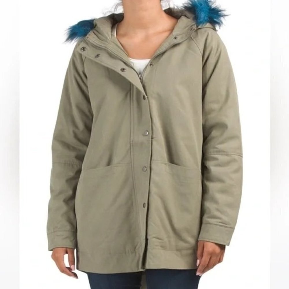 Artsy Quirky Sage Green Hooded Winter Parka Jacket Coat Women Size S/M